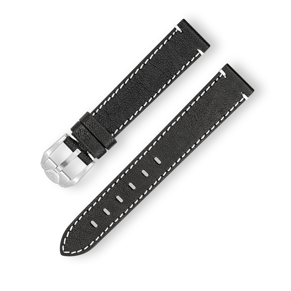 Stitched Leather Black Strap - 18mm