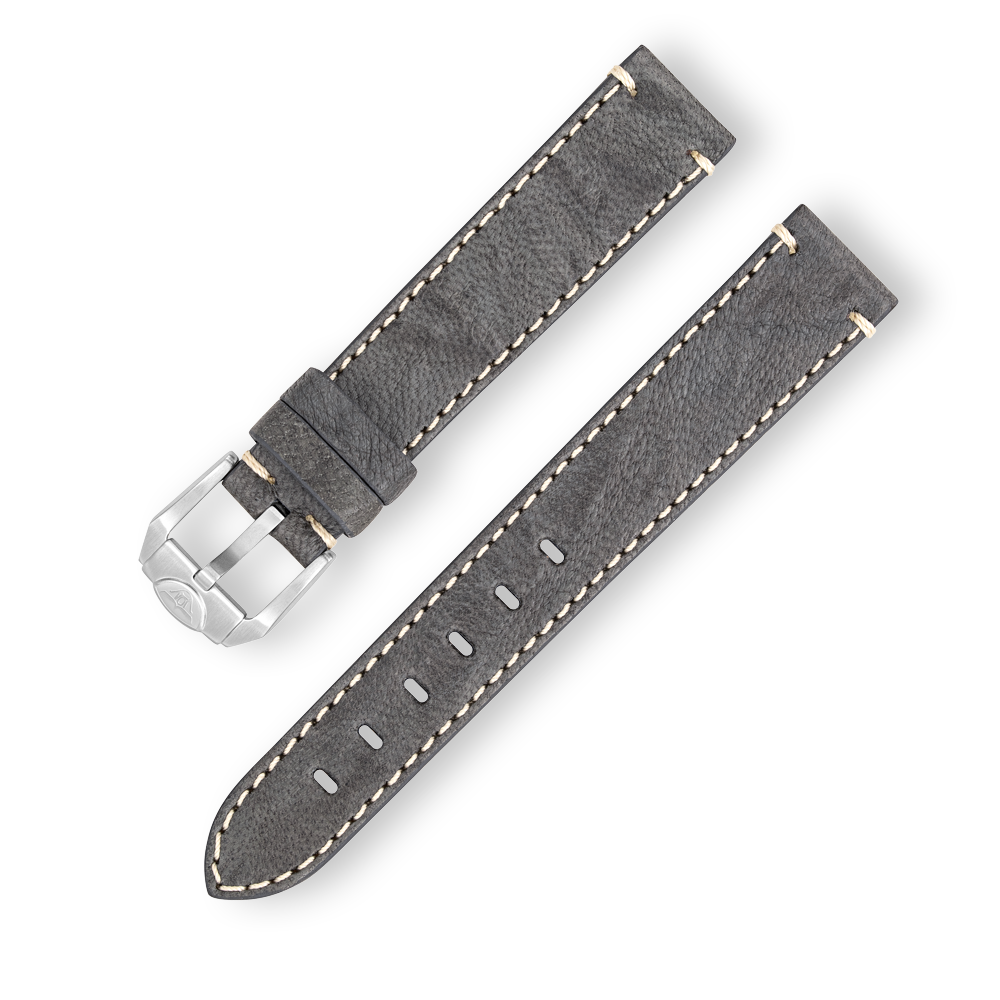 Stitched Leather Grey Strap - 18mm