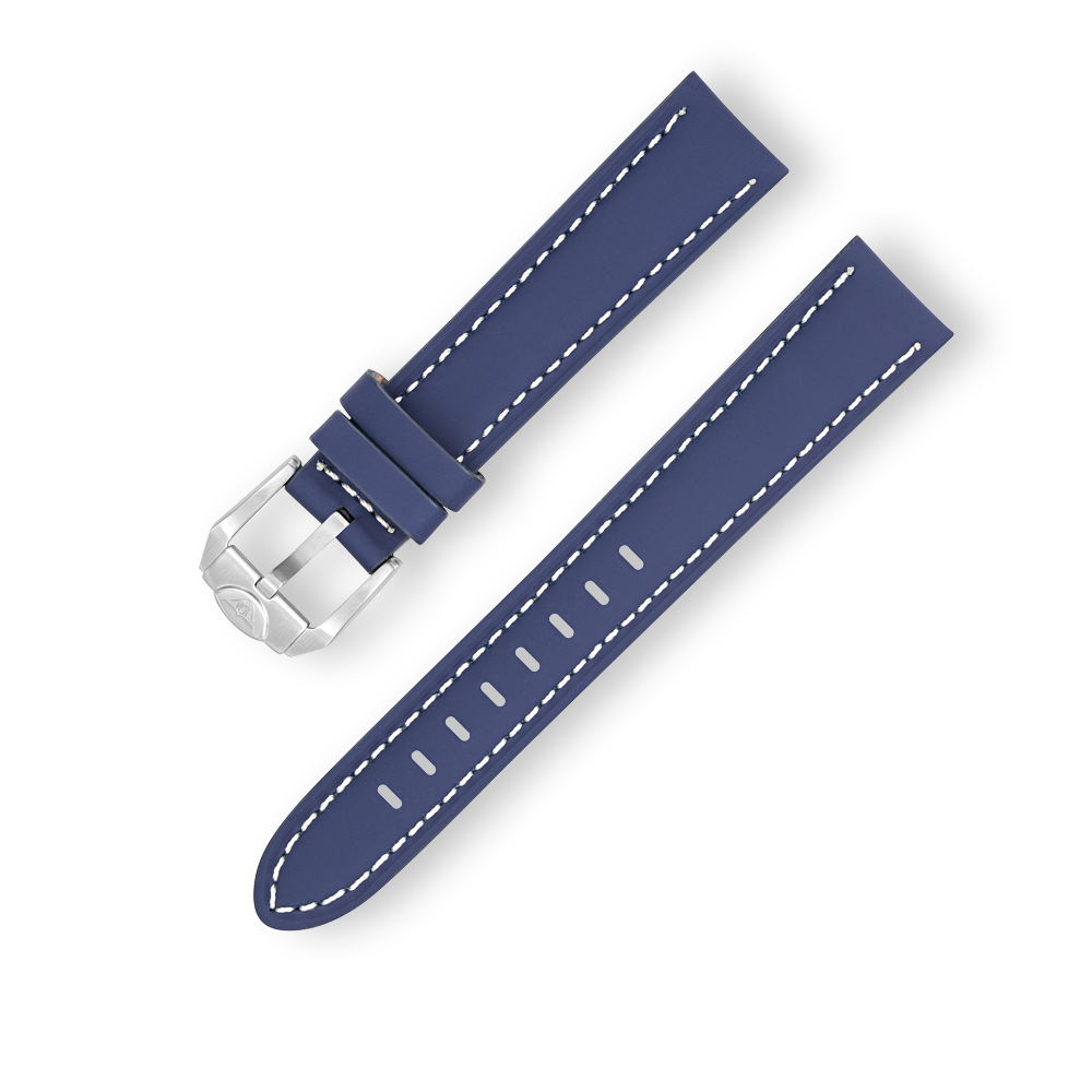 Rubberized Leather Blue Strap - 18mm