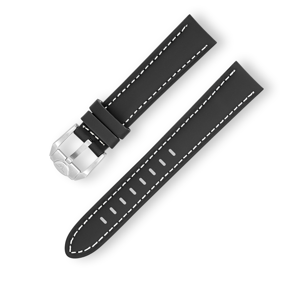 Rubberized Leather Black Strap - 18mm